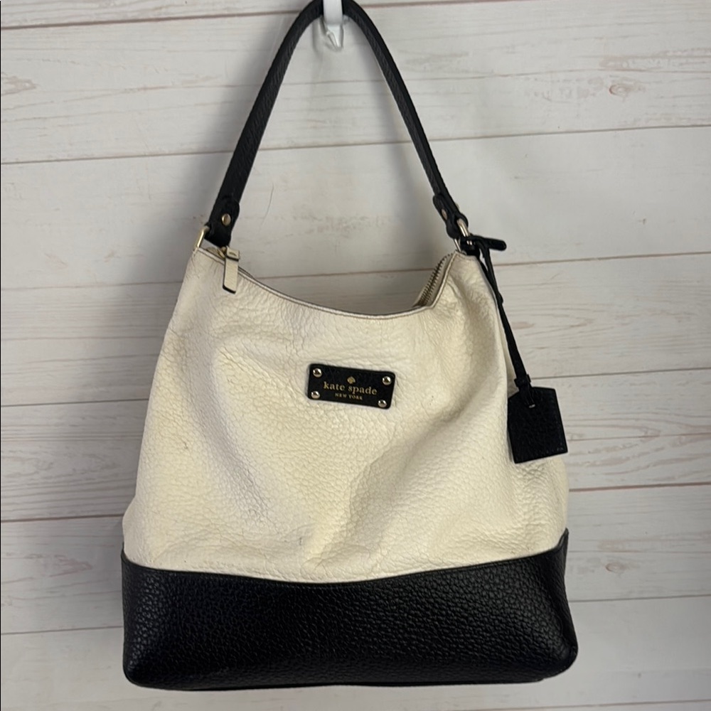 Kate Spade Two-Tone Cream and Black Hobo Shoulder Bag